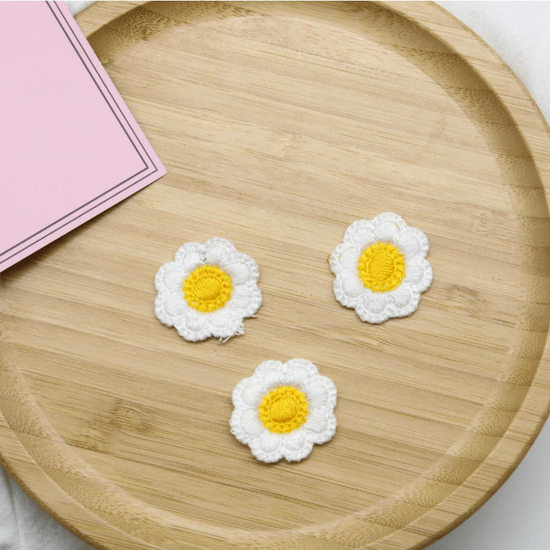 5pcs Embroidery Flowers Patches Sew On Appliques DIY Hair Clip Decor Supplies