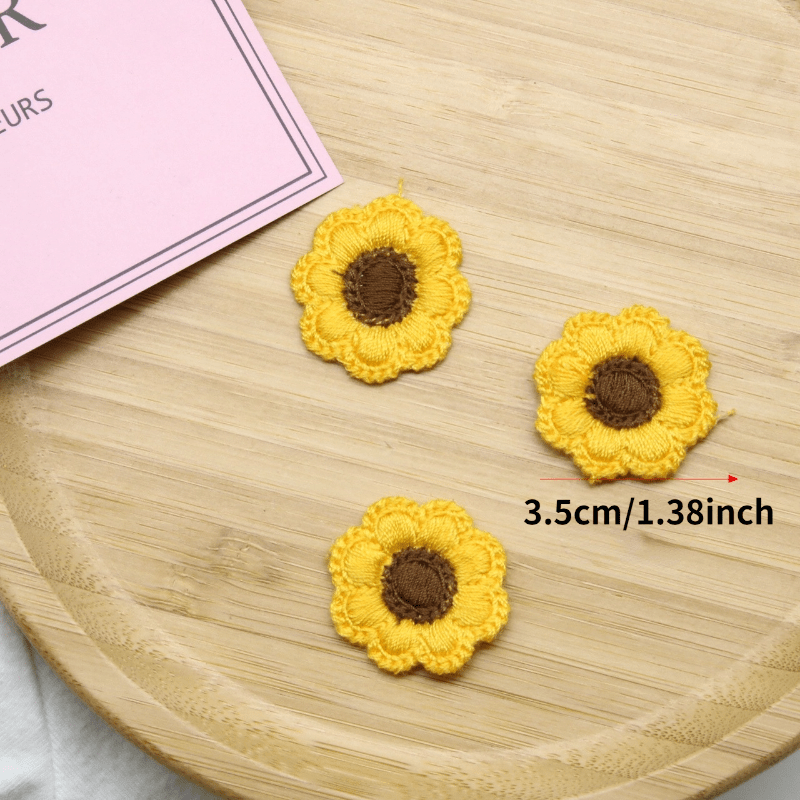 5pcs Embroidery Flowers Patches Sew On Appliques DIY Hair Clip Decor Supplies