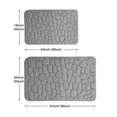Memory Foam Bath Rug Cobblestone Embossed Non Slip Soft Shower Room