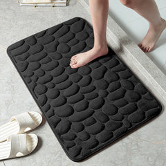 Memory Foam Bath Rug Cobblestone Embossed Non Slip Soft Shower Room