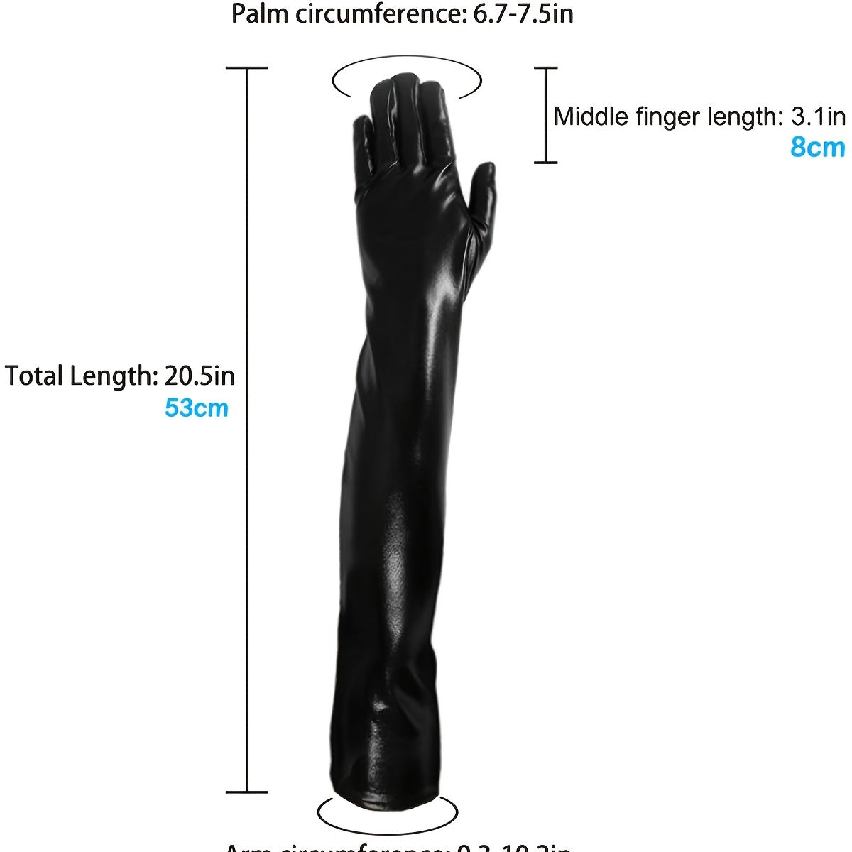 Long Leather Gloves Stretchy Adult Size