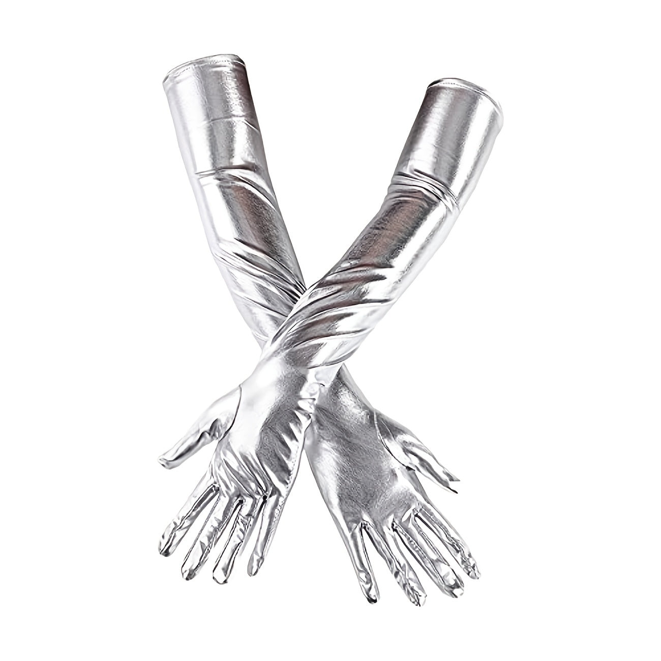 Long Leather Gloves Stretchy Adult Size
