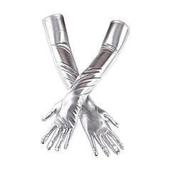 Long Leather Gloves Stretchy Adult Size