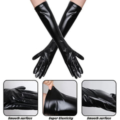Long Leather Gloves Stretchy Adult Size