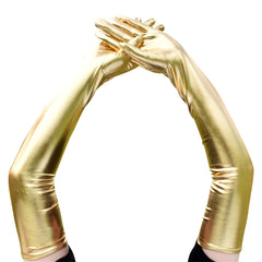 Long Leather Gloves Stretchy Adult Size