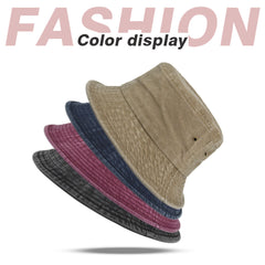 Unisex Fishing Denim Bucket Hat Vintage Washed Sun Protection