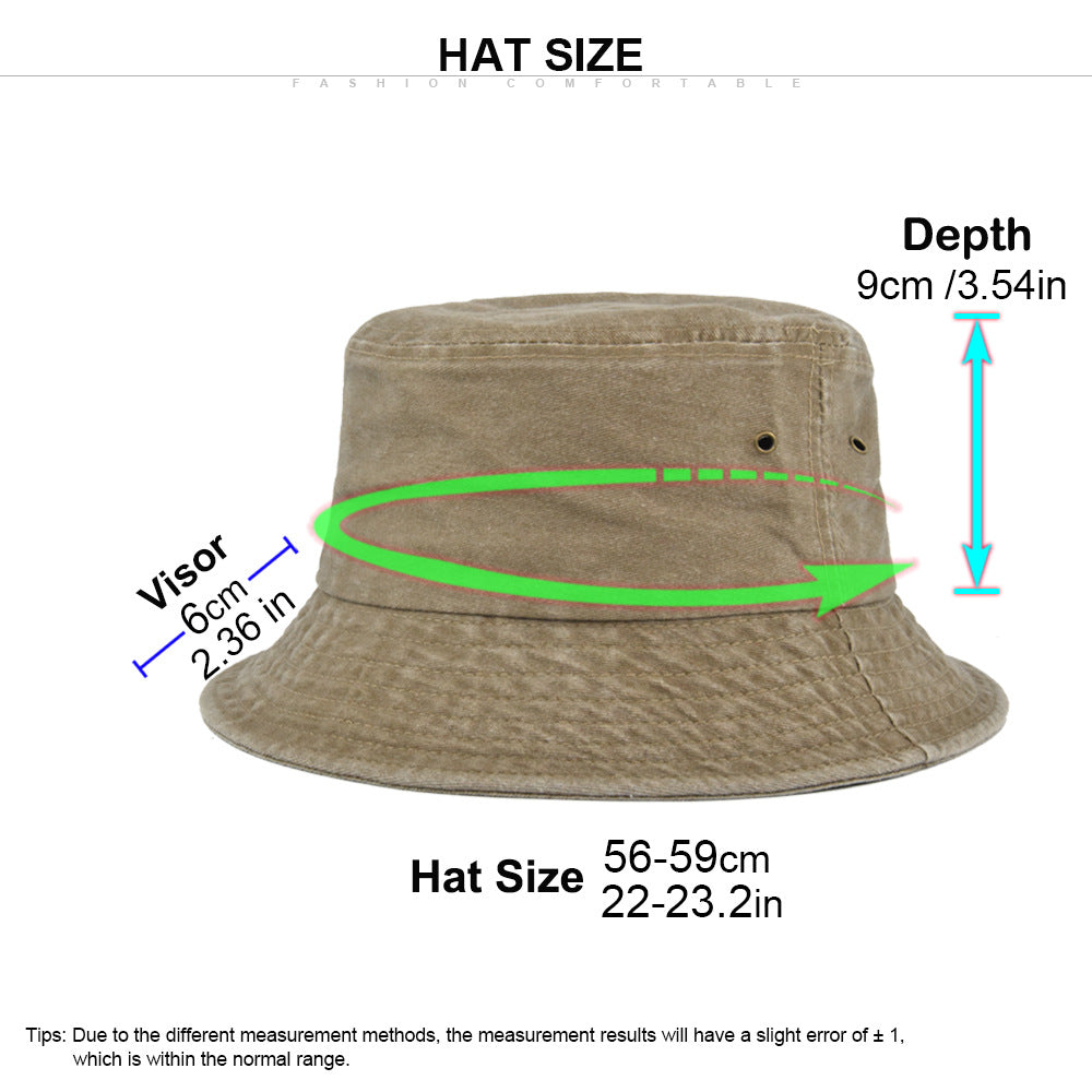 Unisex Fishing Denim Bucket Hat Vintage Washed Sun Protection