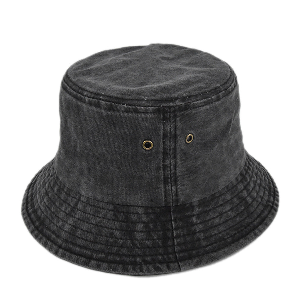 Unisex Fishing Denim Bucket Hat Vintage Washed Sun Protection