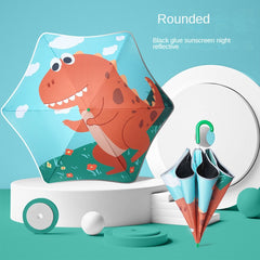 Children's Cartoon Manual Umbrella Round Corner Sunshade Reflective Bar