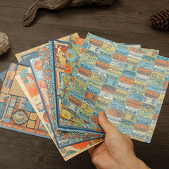 Retro Fantasy Plaid Paper 15 Sheets DIY Decoration Tools