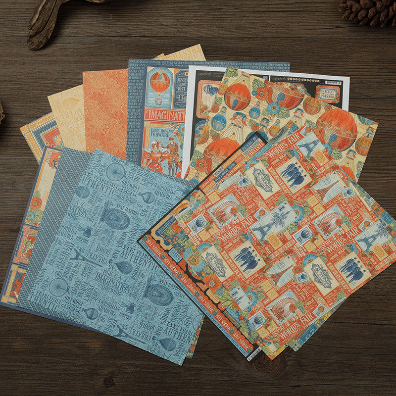 Retro Fantasy Plaid Paper 15 Sheets DIY Decoration Tools