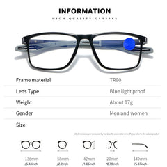 TR90 Sport Reading Glasses - Men's Anti Light Presbyopia Eyeglasses