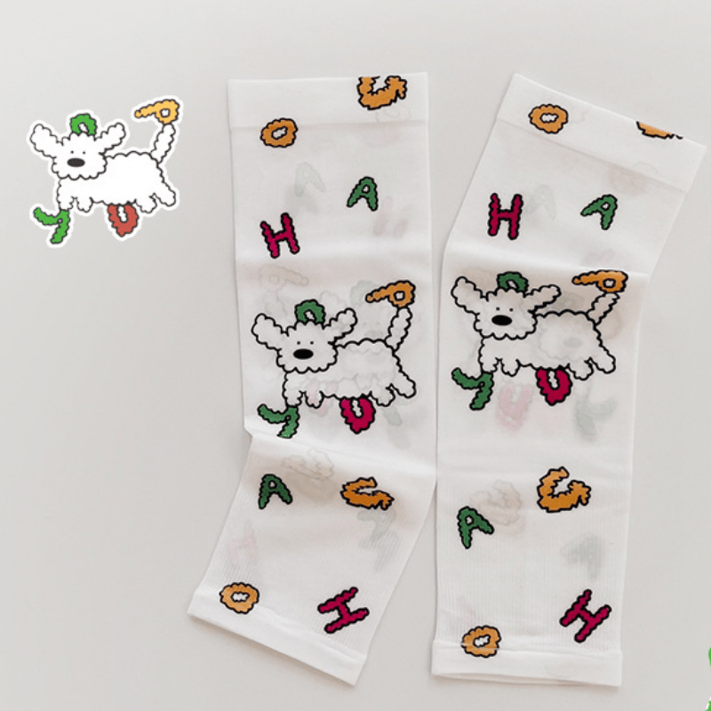 Baby Kids Girls Cartoon UV Protection Arm Ice Silk Sleeves Summer Clothes