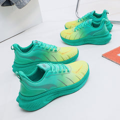 Ombre Lace Up Running Sports Shoes Thick Sole Anti slip Walking Shoes