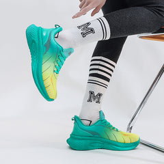 Ombre Lace Up Running Sports Shoes Thick Sole Anti slip Walking Shoes