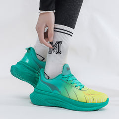 Ombre Lace Up Running Sports Shoes Thick Sole Anti slip Walking Shoes