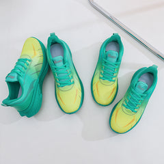 Ombre Lace Up Running Sports Shoes Thick Sole Anti slip Walking Shoes