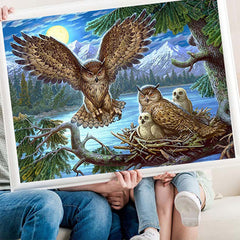 5D Owl Diamond Painting Kit for Adults - DIY Home Wall Decor 30x20cm