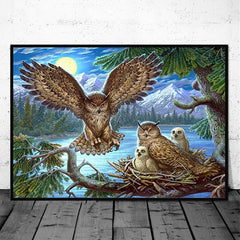 5D Owl Diamond Painting Kit for Adults - DIY Home Wall Decor 30x20cm