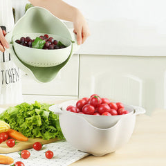 Double Layer Plastic Kitchen Drain Basket for Vegetables and Fruits