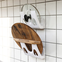 Adjustable Wall Mount Pot Lid Holder Organizer Kitchen Storage Rack