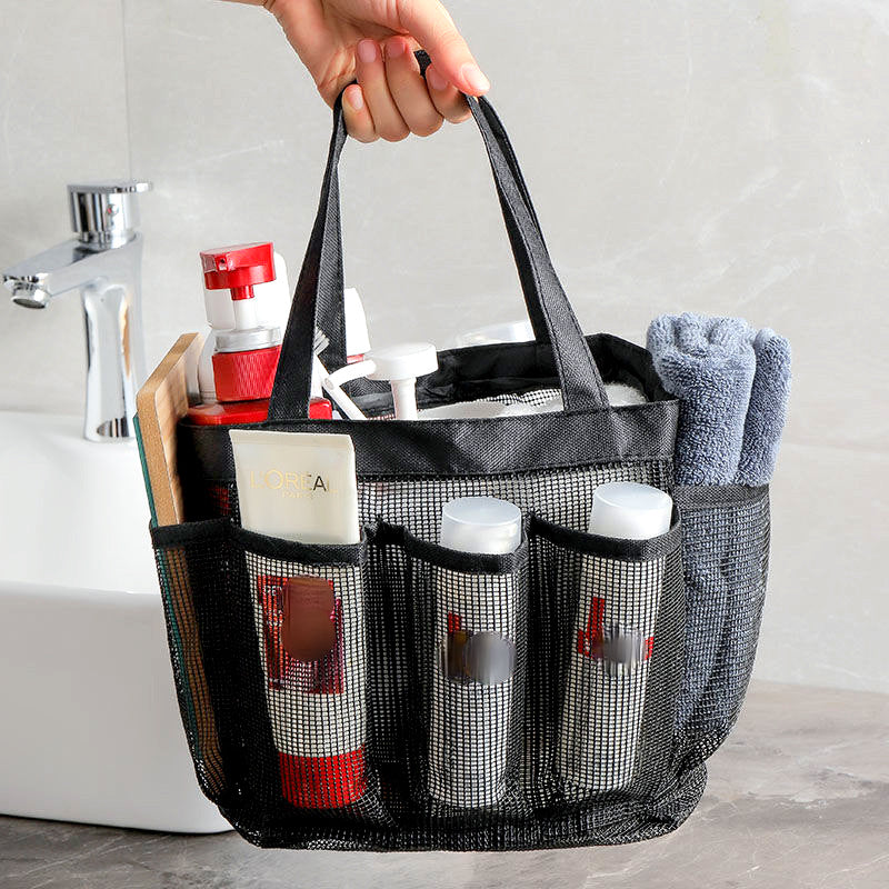 Convenient Hanging Shower Tote Bag with 9 Pockets for Toiletries and Makeup