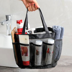 Convenient Hanging Shower Tote Bag with 9 Pockets for Toiletries and Makeup