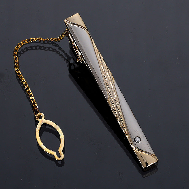 Men's Copper Tie Clip with Chain Tie Accessories