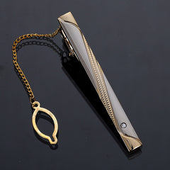 Men's Copper Tie Clip with Chain Tie Accessories
