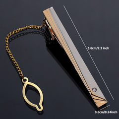 Men's Copper Tie Clip with Chain Tie Accessories