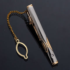 Men's Copper Tie Clip with Chain Tie Accessories