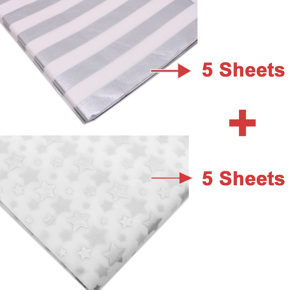 10 Sheets Golden Silvery Wrapping Paper 20x26inch