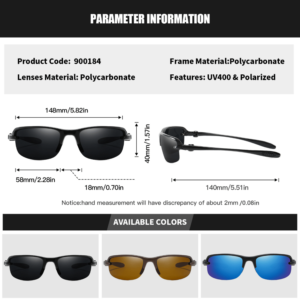 RoyalHot Polarized Half Frame Sports Sunglasses Vintage Mixed Sun Glasses
