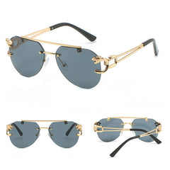 Men's Frameless Leopard Head Double Beam Sunglasses