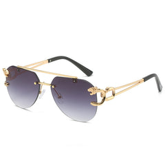 Men's Frameless Leopard Head Double Beam Sunglasses
