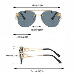 Men's Frameless Leopard Head Double Beam Sunglasses