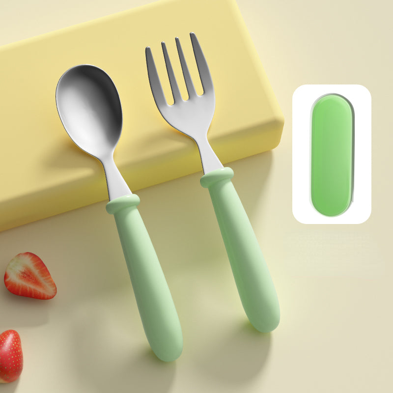 Kids Portable Stainless Steel Spoon Fork for On the Go Meals