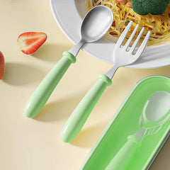 Kids Portable Stainless Steel Spoon Fork for On the Go Meals