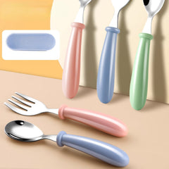 Kids Portable Stainless Steel Spoon Fork for On the Go Meals