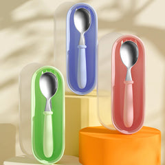 Kids Portable Stainless Steel Spoon Fork for On the Go Meals