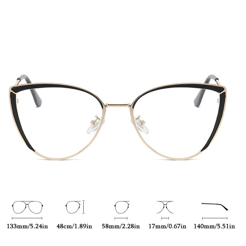 Cat Eye Anti Light Glasses For Women Men Students Metal Frame