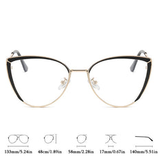 Cat Eye Anti Light Glasses For Women Men Students Metal Frame