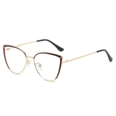 Cat Eye Anti Light Glasses For Women Men Students Metal Frame