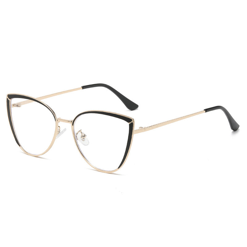 Cat Eye Anti Light Glasses For Women Men Students Metal Frame