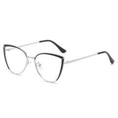 Cat Eye Anti Light Glasses For Women Men Students Metal Frame