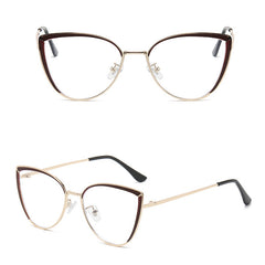 Cat Eye Anti Light Glasses For Women Men Students Metal Frame