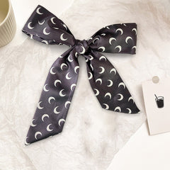 Crescent Print Skinny Scarf Neck Tie Silk Twilly Scarf Satin Neckerchief