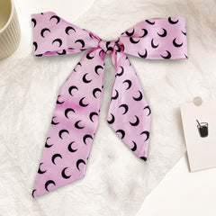 Crescent Print Skinny Scarf Neck Tie Silk Twilly Scarf Satin Neckerchief