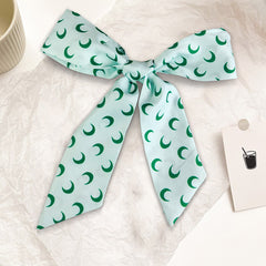 Crescent Print Skinny Scarf Neck Tie Silk Twilly Scarf Satin Neckerchief