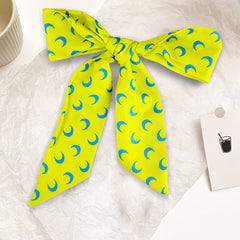 Crescent Print Skinny Scarf Neck Tie Silk Twilly Scarf Satin Neckerchief